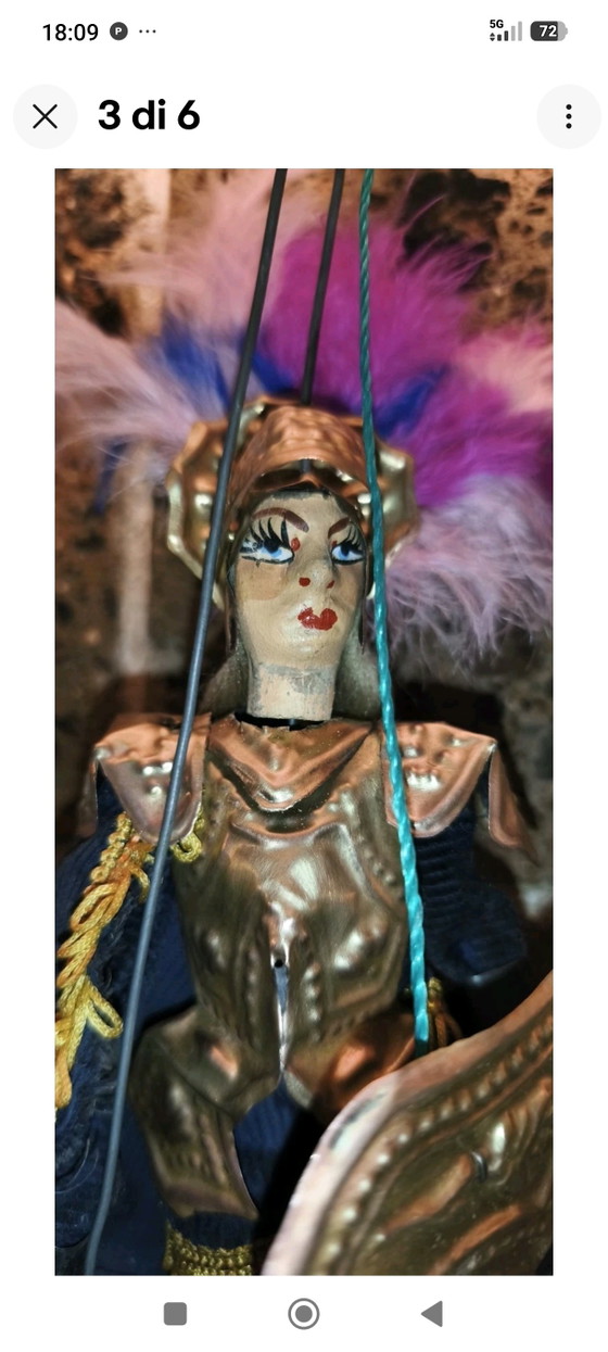 Marionnette sicilienne vintage, 25 cm - Angélique, paladine de France – Objets déco, Metal, Textile (photo 3 of 6)