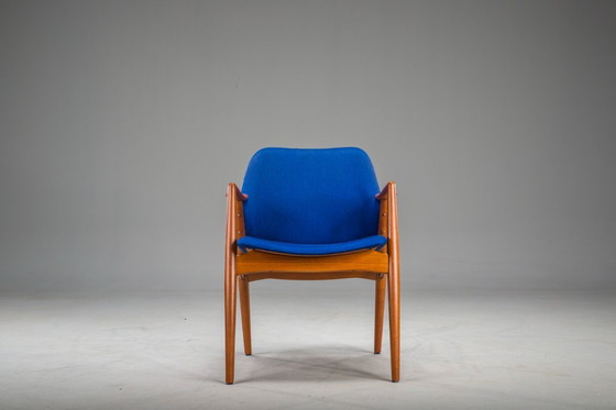Image 1 of Fauteuil in blauw en teak van Alf Svensson voor Dux, 1960