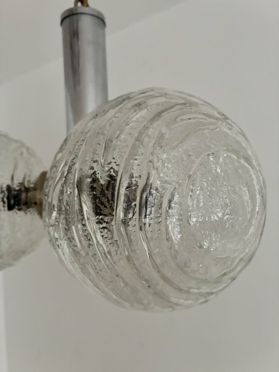 Vintage Pendant Lamp 3 Glass Spheres Fischer Leuchten – Chrome (photo 8 of 13)