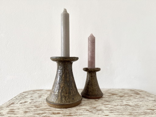 Vintage Paar Kerzenleuchter Thromborg Keramik, Denmark, 1960S