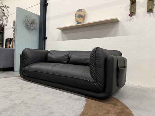 Leolux Lunetta Canapé 3 places Ceras Peat Black Leather