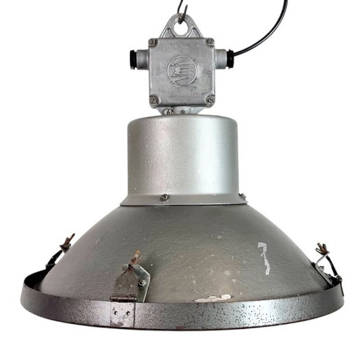 Industrial Grey Hammer Paint Pendant Lamp from Elektrosvit, 1960s