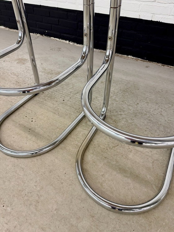 4 Vintage Italy Chrome Barstools – Barkrukken, Metal (photo 19 of 21)
