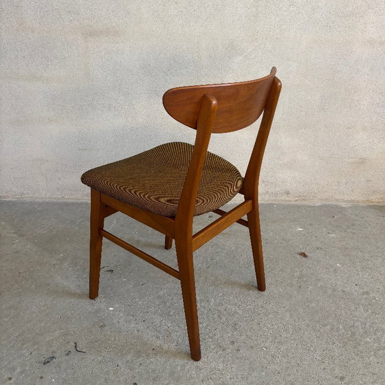 Lot de six Chaises de salle à manger, bois et tissu marron, Farstrup, Textile, Scandinavian (photo 9 sur 11)