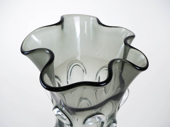 Image 1 of Grijze vaas, Murano glas, jaren 60, gemaakt in Italië