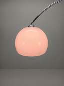 Vintage chrome arc lamp with white dome shade – 70s Space Age