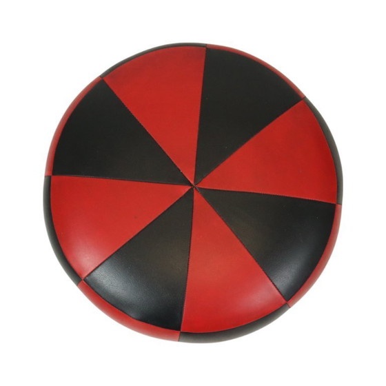 Image 1 of Pouf rotondo vintage rosso e nero
