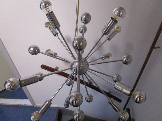 Image 1 of Sputniklamp Spoetniklamp Vintage Space Age 12 reflector lampjes.