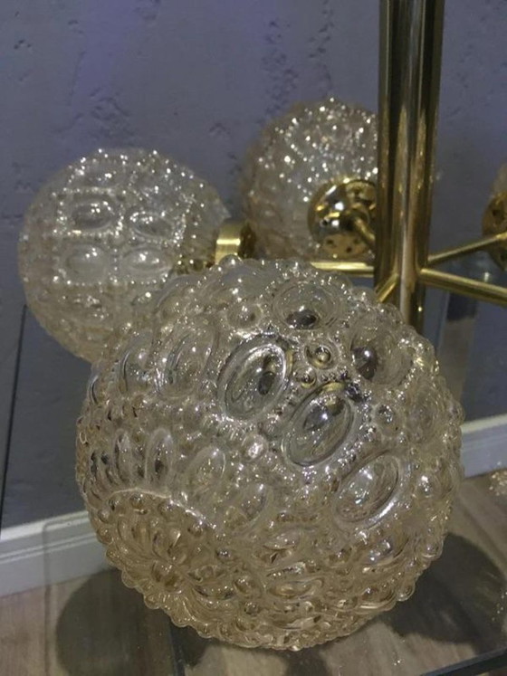 Richard Essig Sputnik Chandelier, Brass Bubble Glass 1960s, Gold (photo 4 of 7)