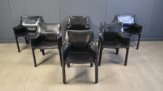 Image 1 of Set of 6 Cassina Cab 413 Chairs by Mario Bellini, 1980s
