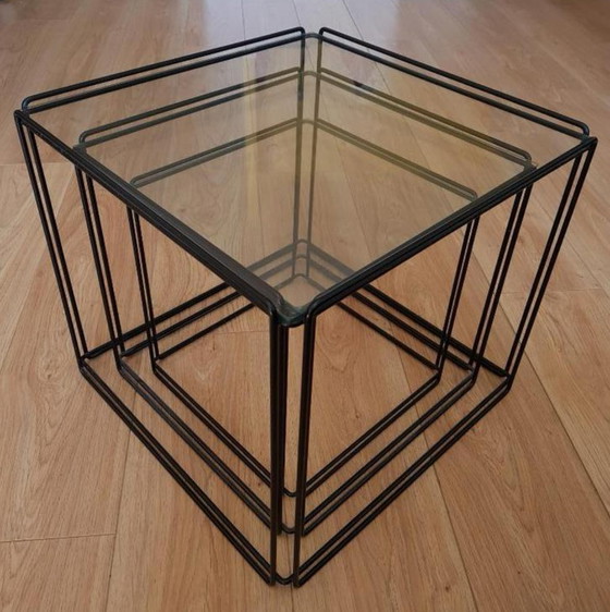 Image 1 of Tables d'appoint Cube Design Isocele (3) - Design Max Sauze - années 1970