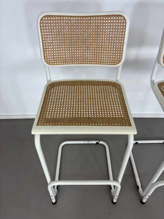 Image 1 of 2 sgabelli da bar vintage Cesca con struttura in tessuto, stile Marcel Breuer