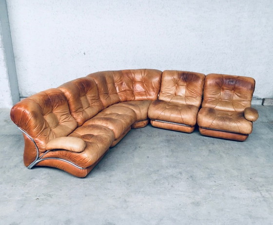 Image 1 of Midcentury Modern Italian Design 'COROLLA' Leather Sectional Sofa by I.P.E. Italy 1970's
