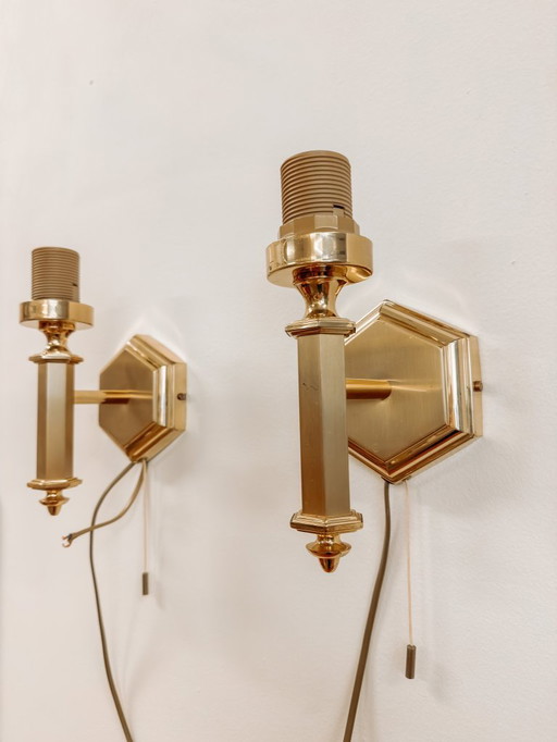 Vintage-Wandlampen aus Messing, 2er-Set