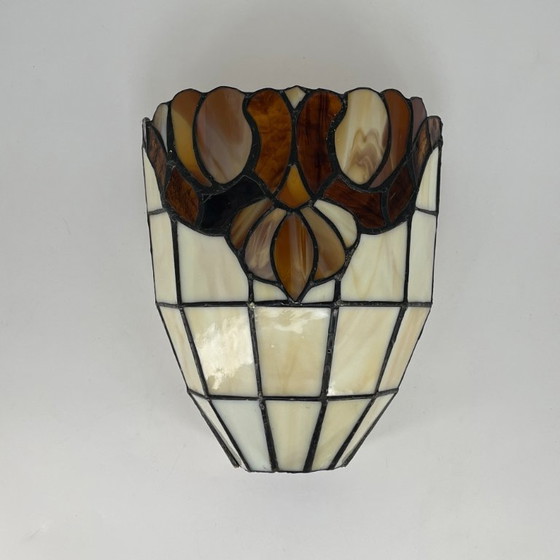 Image 1 of 2 vintage wall lamps in Tiffany style – leaded glass / Art Nouveau Revival