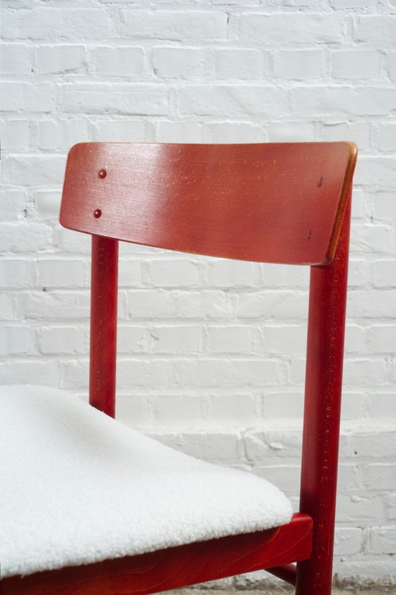 Image 1 of 6 sillas de comedor de haya teñida de rojo, modelo 250, de Farstrup Dinamarca, años 60