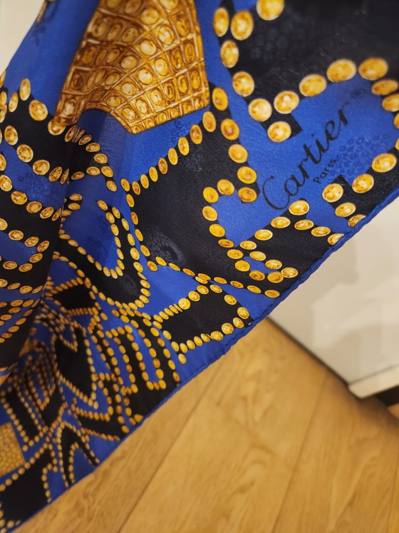 Image 1 of Beautiful and 100% authentic vintage silk scarf (square) from the iconic French fashion house Cartier Paris.