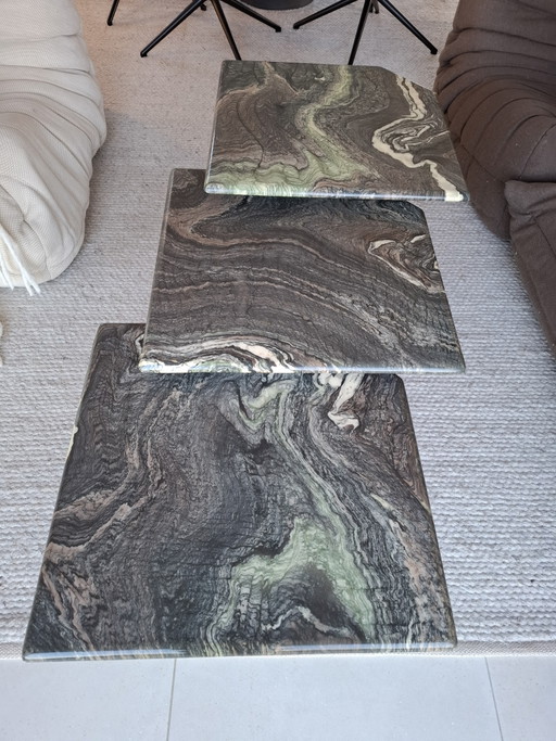 Set of Vintage Cipollino Marble Side Tables – bijzettafels, Stone