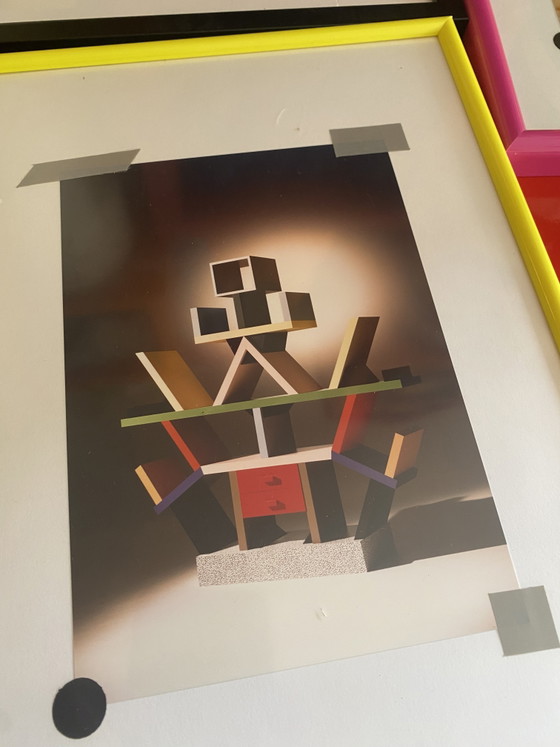 Obra de arte de técnica mixta, original de 1981, del Grupo de Diseño Memphis, Ettore Sottsass. – Fotografías (photo 4 of 6)