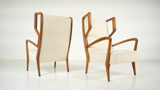 Image 1 of Mid-Century Modern Highback Amrchairs By Orlando Orlandi, Italy, 1950S