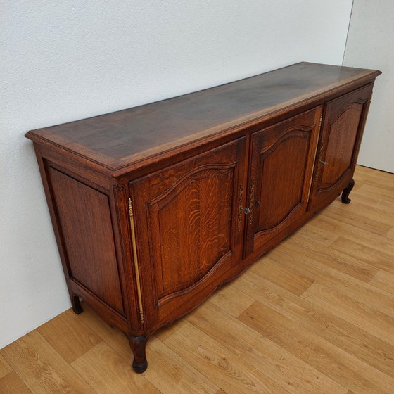 Vintage rustic wooden sideboard, wall cabinet, buffet. (photo 8 of 17)