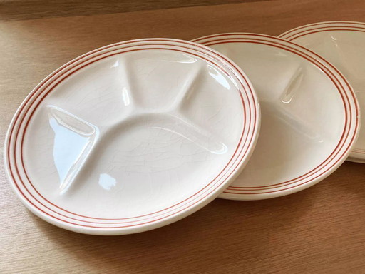 5 piatti per fonduta compartimentati, realizzati in Italia