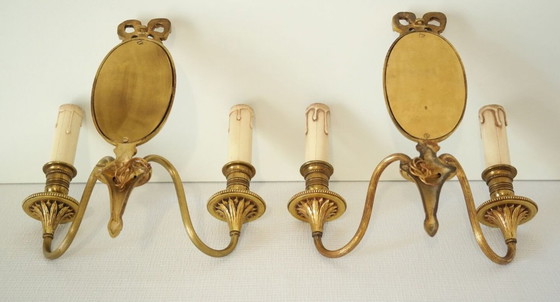 Image 1 of Coppia di applique in bronzo in stile Luigi XVI di Lucien Gau