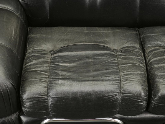 Image 1 of 1970s Italian Two-Seat Sofa by Adriano Piazzesi in Chrome and Leatherette