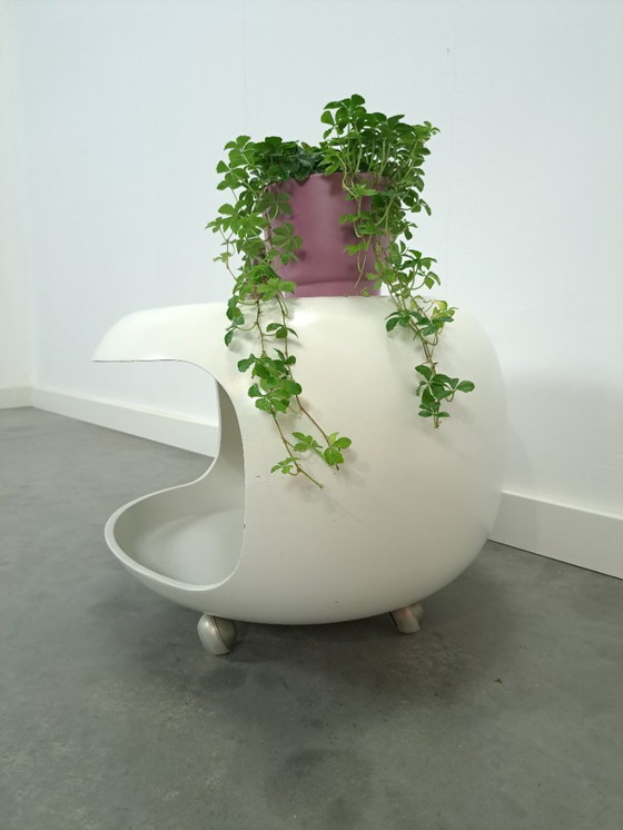 Image 1 of Tavolino bianco Space Age su ruote