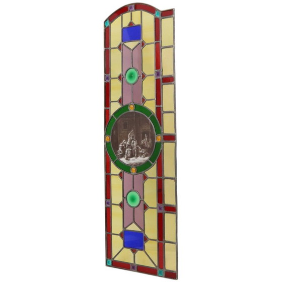 Groot Kleurrijk Glasraam Glas in Lood Medaillon – Decoratieve objecten (photo 3 of 20)