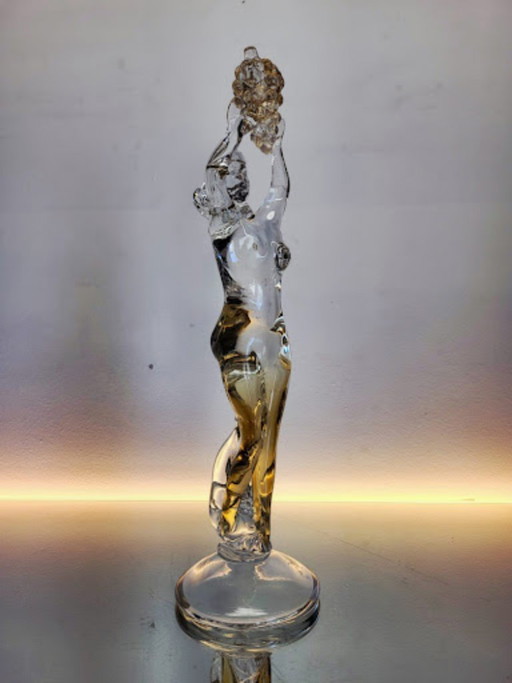 Exceptional Murano Art Glass Sculpture – Female Figure with Grapes – Signed by Master Pino Signoretto