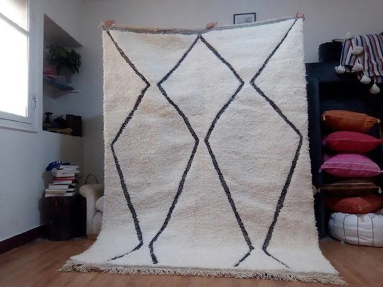 Handwoven Moroccan rug in Beni Ourain style - Long pile - 100% wool - 244 x 179 cm – Rugs & carpets, Cotton (photo 9 of 9)