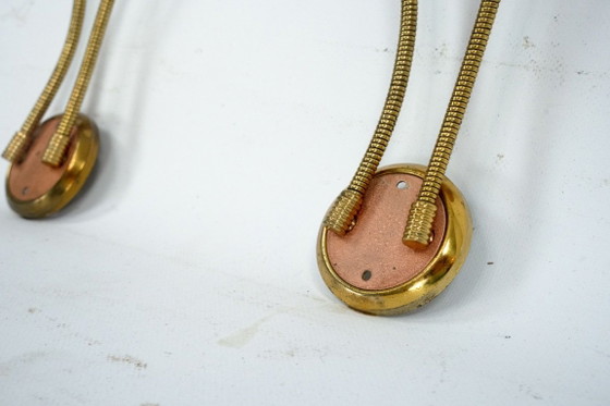 Mid-Century, Set of three sconces in Arredoluce manner. Italy 1950s, Wall lights, Brass, Orange (photo 6 of 11)