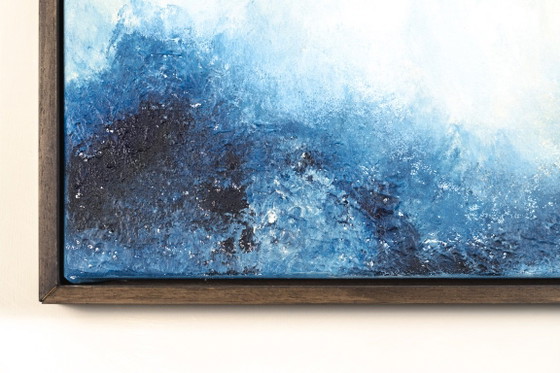Original Framed Blue Abstract Landscape Painting, Acrylic on Canvas - I Was Looking for This (photo 3 of 19)