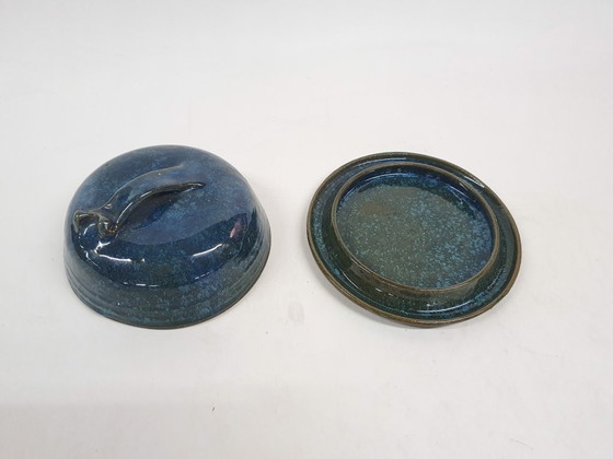 Image 1 of Beurrier en céramique bleue, France, années 1960