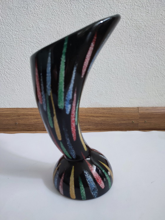 Image 1 of Vase auf Fuß Schwarzes Horn des Überflusses Sechziger Jahre 60er Jahre