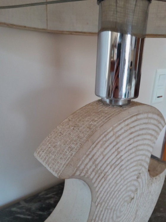 Image 1 of Brutalistische lamp in Gard stone en chroom 1970