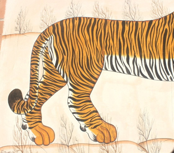 Tiger, The Indian Style Of Spanish Decorator Jaime Parladé – Paintings & Drawings, Cotton (photo 6 of 7)
