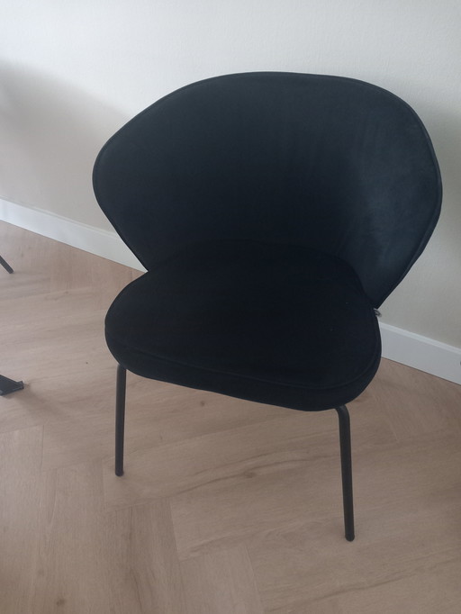 3 Eetkamerstoelen BePureHome Zwart Fluweel Type Admit