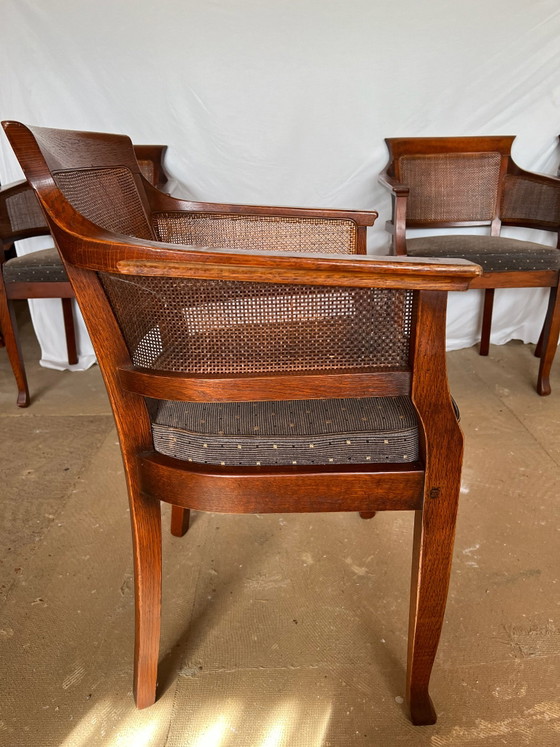 4 Bannink poltrone da pranzo Art Nouveau in legno di ciliegio – Sedie da pranzo, Rattan, Tessile (photo 4 of 6)