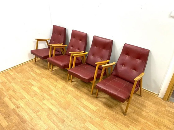 Image 1 of Ensemble de 4 fauteuils rétro, intérieur de Prague, années 1960, Tchécoslovaquie