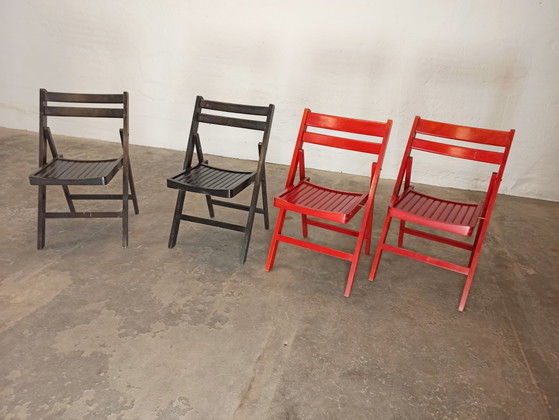 Image 1 of 4 vintage houten klapstoelen