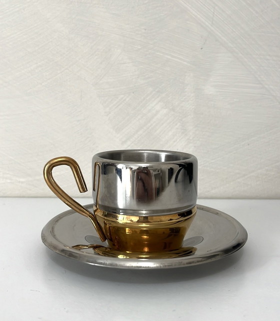 Image 1 of Set di 6 tazze da espresso in acciaio inox, Italia anni '70