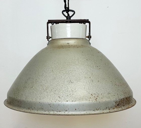 Image 1 of Grey Metal Industrial Factory Hanging Lamp, 1960s