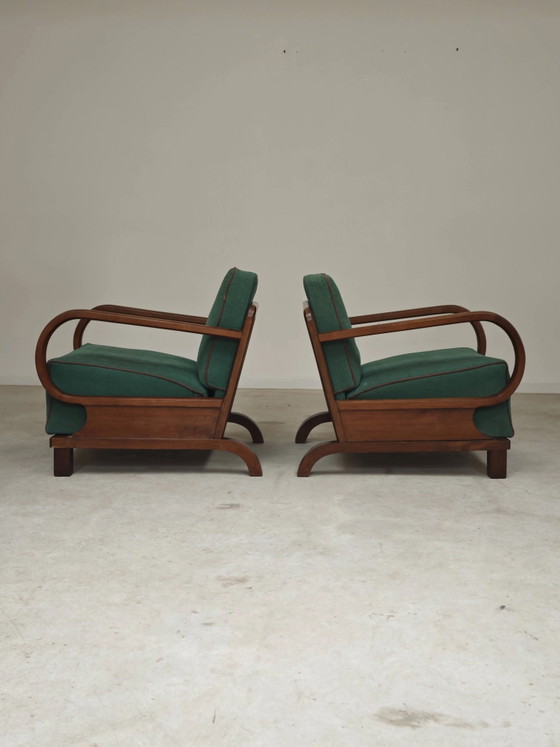 Pair of Art Deco green armchairs by Jindrich Halabala, Prague 1930 – Wood (photo 13 of 24)