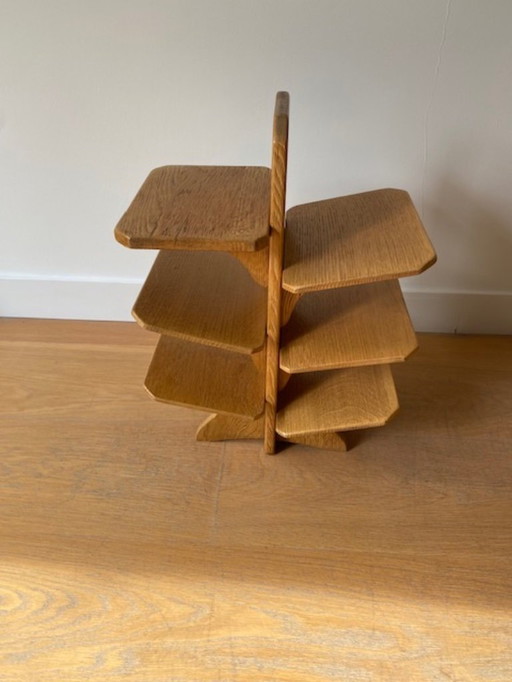 Lectuur rek Brutalist eiken Mid Century