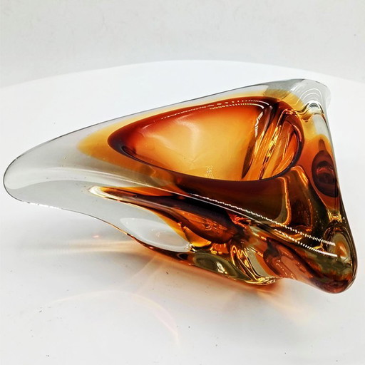 1960s Stunnning Big Triangular Ashtray or Catch-all in Murano Glass. Made in Italy.