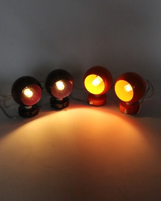 Image 1 of Vintage Frandsen Ball wandlampjes paars Deens design retro