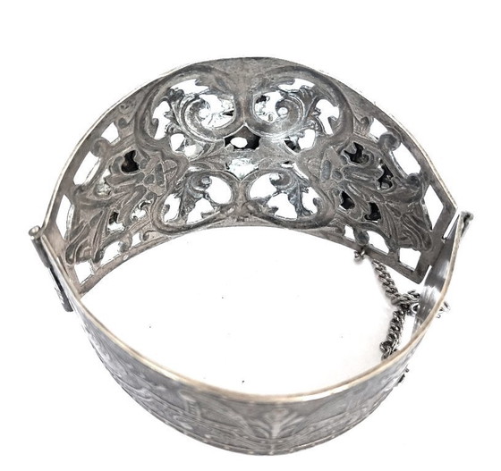 Image 1 of antieke Frans verzilverde manchetarmband uit 1920