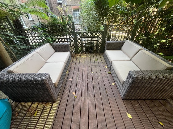 Pair of Gloster Luxury Outdoor Sofas (New Custom Covers) – Gerster, Garden sets, Rattan (photo 4 of 5)